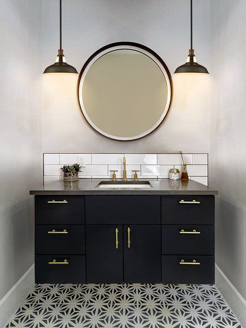 Industrial Barn Pendant Light Rod Adjustable Kitchen Lighting Black